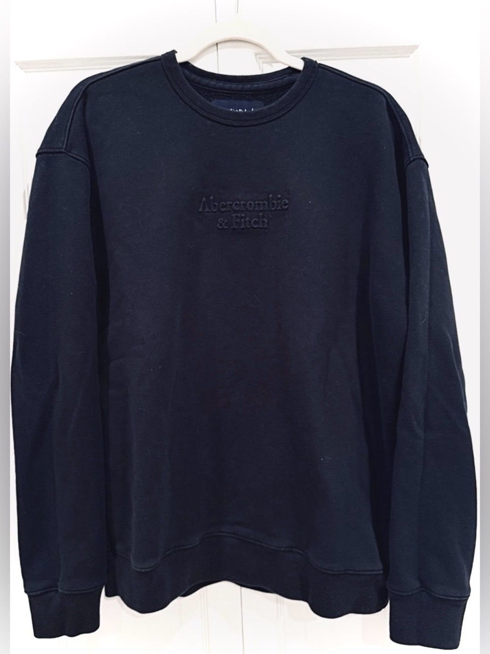 Abercrombie & Fitch Sweatshirt Mens L‎ Black Crew Neck Fleece Pullover Soft AF